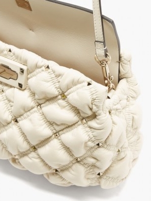 VALENTINO GARAVANI SpikeMe medium quilted-leather cross-body bag ~ luxe cream crossbody ~ studded flap bags
