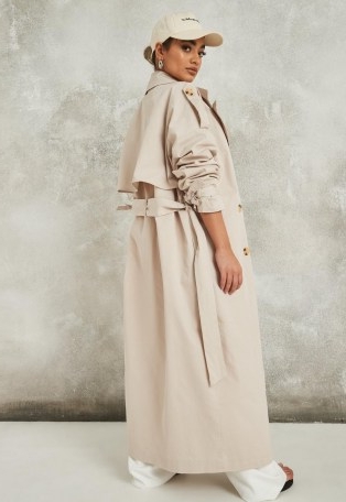 Missguided stone belted maxi trench | long coats