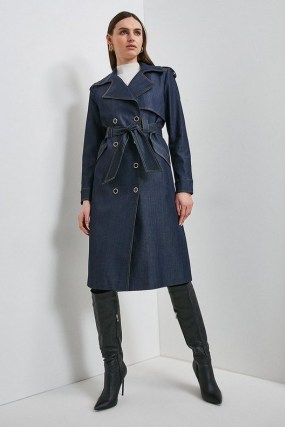 Karen Millen Tailored Denim Trench Coat | modern classics | chic coats
