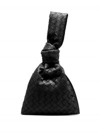 BOTTEGA VENETA The Twist mini knotted Intrecciato black leather pouch ~ small luxe bags