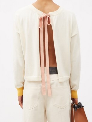 MARNI Tie-back cotton-blend sweater | ivory sweaters with open back