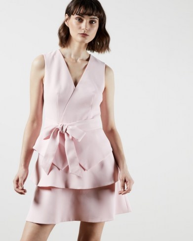 TED BAKER REINAH Tiered sleeveless dress in Pink - flipped