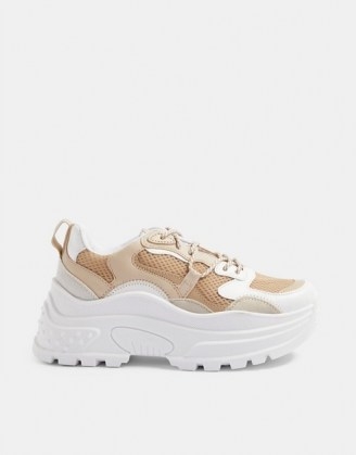 Topshop chunky trainers in stone - flipped