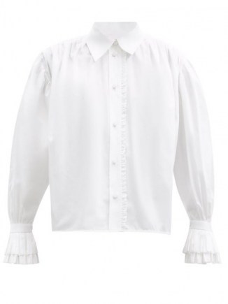 KHAITE Vanina frilled cotton-poplin shirt | balloon sleeve shirts