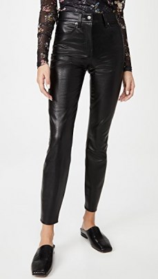 Veronica Beard Jean Debbie Long Pants – black faux leather skinny trousers - flipped