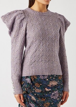 VERONICA BEARD Novah lilac pointelle-knit jumper ~ light purple puff sleeve jumpers