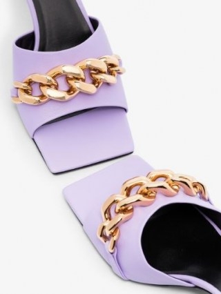 Versace Lilac 55 Chain Leather Mules ~ square toe mule sandals