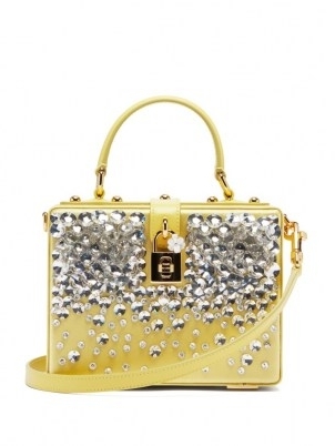 DOLCE & GABBANA Dolce Box crystal-embellished yellow satin box bag ~ luxe Italian bags ~ beautiful handbags - flipped
