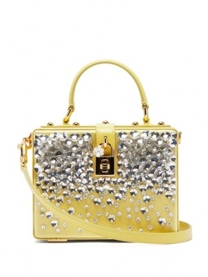 DOLCE & GABBANA Dolce Box crystal-embellished yellow satin box bag ~ luxe Italian bags ~ beautiful handbags