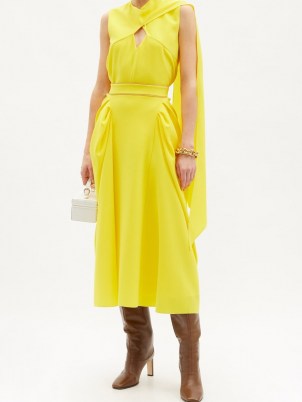 ROKSANDA Sazan gathered-panel crepe midi skirt ~ yellow occasion skirts