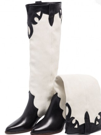 Isabel Marant Sue panelled Western boots / monochrome footwear - flipped