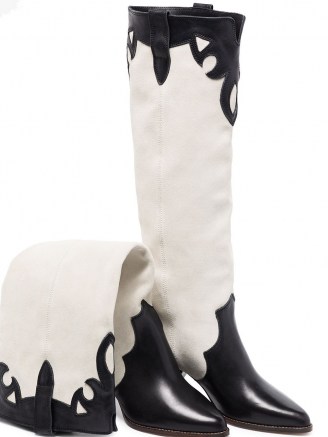 Isabel Marant Sue panelled Western boots / monochrome footwear