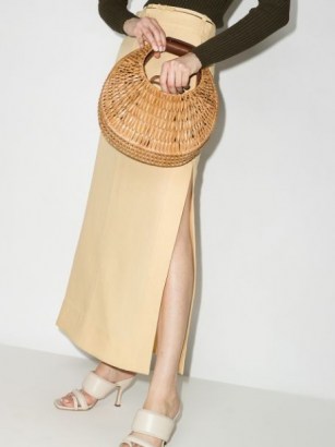 STAUD Moon woven rattan bag ~ summer top handle bags