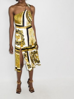 Versace Rodeo Queen print sleeveless dress ~ glamorous vintage style one shoulder evening dresses - flipped