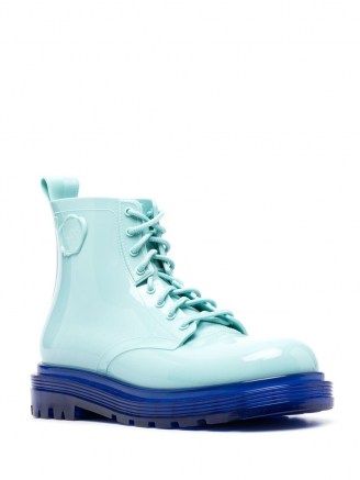 Viktor & Rolf Coturno Couture boots ~ two tone blue PVC combat boot