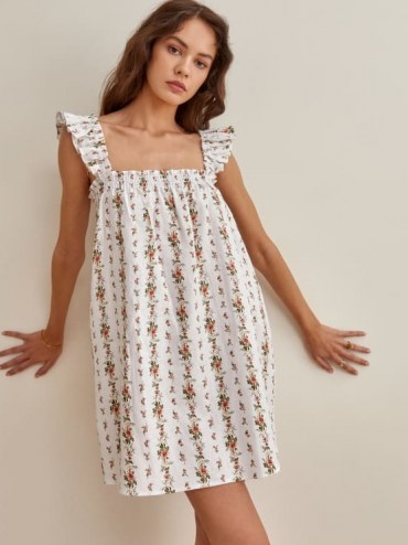 REFORMATION Albany Linen Dress ~ floral smocked summer dresses - flipped