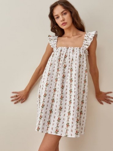 REFORMATION Albany Linen Dress ~ floral smocked summer dresses