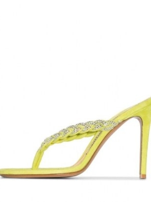 Alexandre Vauthier Jojo 100mm crystal-embellished sandals / lime-green suede heels