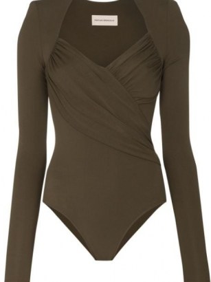 Alexandre Vauthier Brown ruched bodysuit - flipped
