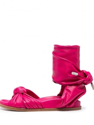 Alexandre Vauthier wraparound-style leather sandals – magenta-pink flats