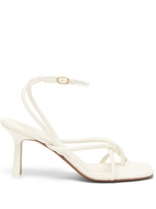 NEOUS Alkes square-toe leather sandals ~ white strappy sandal - flipped