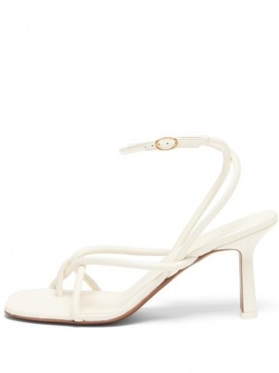 NEOUS Alkes square-toe leather sandals ~ white strappy sandal