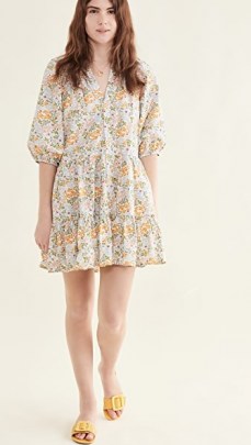 Apiece Apart Mini Mitte Dress / puff sleeve floral dresses - flipped
