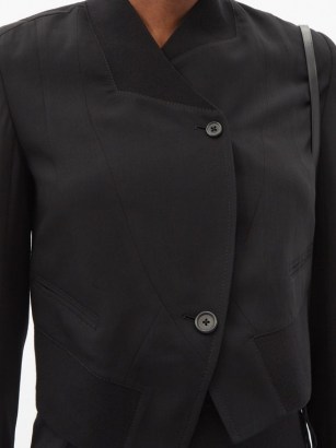 ANN DEMEULEMEESTER Asymmetric single-breasted wool-twill jacket ~ black contemporary jackets