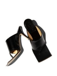 A.W.A.K.E. Mode Katie 75mm square-toe sandals / black leather squared-off toe strap stiletto heels