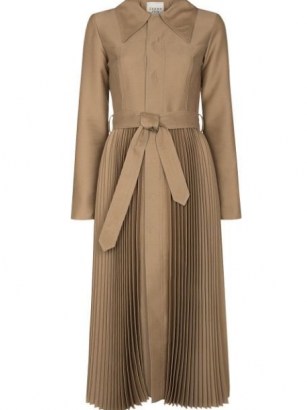 A.W.A.K.E. Mode pleated-skirt trench coat | pleat detail tie waist coats - flipped