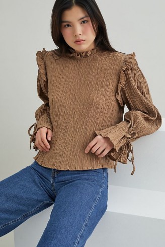 Selected Femme Textured Ruffled Blouse