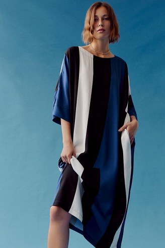 Peter Som for Anthropologie Calanthe Striped Maxi Dress Blue Motif | kaftan style summer dresses