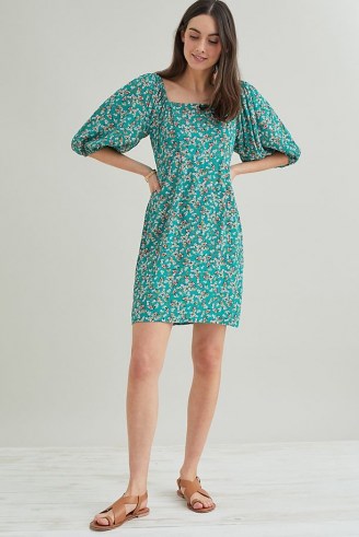 Kachel Dolly Print Mini Dress | green floral balloon sleeve summer dresses