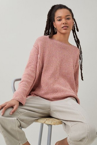 Beaumont Organic Alessandra Sweatshirt Coral | knitted drop shoulder pullover - flipped
