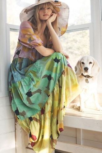 Anthropologie Caroline Tiered Maxi Dress | long multicoloured summer dresses - flipped