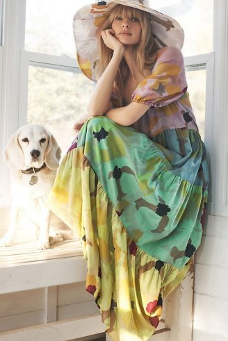 Anthropologie Caroline Tiered Maxi Dress | long multicoloured summer dresses