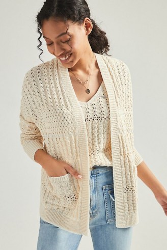 Anthropologie Rae Open-Knit Cardigan | ivory open front cardigans