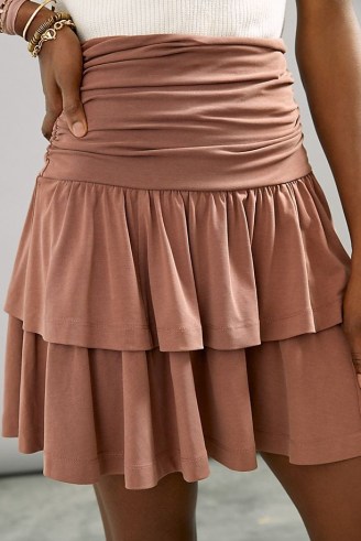 Maeve Charla Tiered Mini Skirt | flippy tiered pull-on skirts - flipped