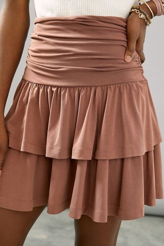 Maeve Charla Tiered Mini Skirt | flippy tiered pull-on skirts