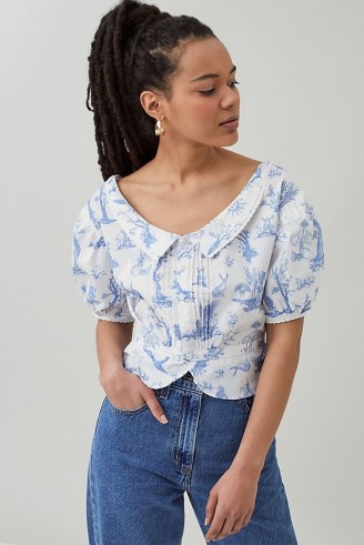 Meadows Mallow Scoop-Neck Top – romantic fitted waist tops - flipped