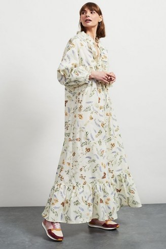 Meadows Lavender Maxi Dress / romantic ruffled floral print summer dresses - flipped