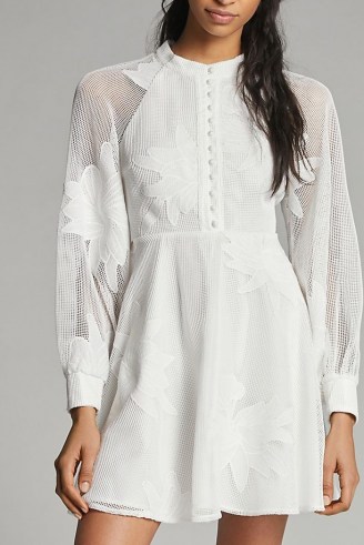 Mare Mare x Anthropologie Sabine Embroidered Mini Dress / white long sleeve floral mini dresses