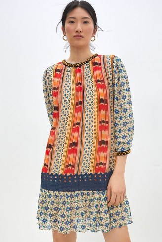 Verb by Pallavi Singhee Isa Embroidered Tunic Dress / mixed print dresses - flipped
