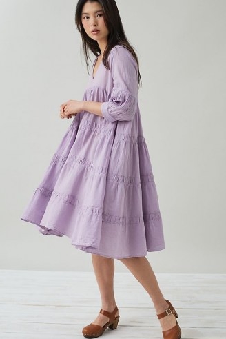 Devotion Ruffled Mini Dress in Lilac ~ tiered dresses