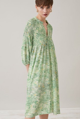 Grace Holliday Recycled Print Shirt Dress in Green - flipped