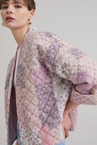 ANTHROPOLOGIE Esther Quilted Print Jacket in Lilac ~ patchwork style jackets