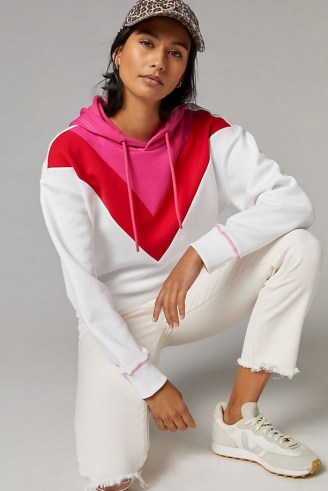 Maeve Colourblocked Chevron Hoodie ~ colour block pullover hoodies - flipped