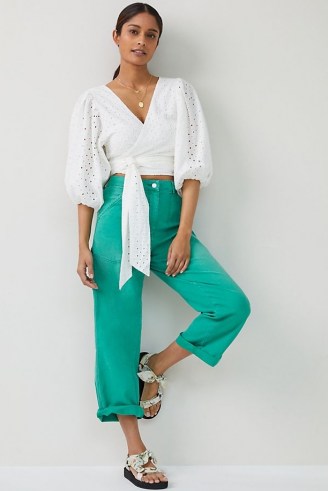 Pilcro The Forager Trousers in Kelly ~ bright green summer pants - flipped