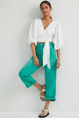 Pilcro The Forager Trousers in Kelly ~ bright green summer pants