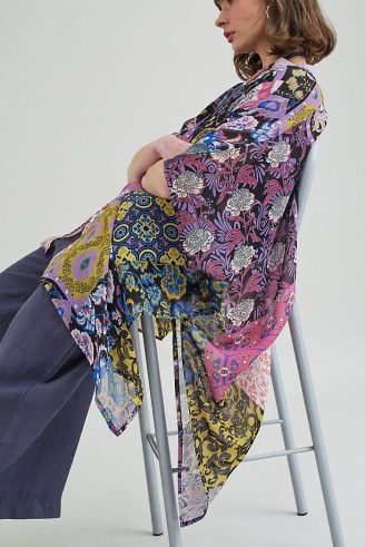 Elizabeth Gillett Patchwork Kimono in Purple Motif ~ floaty floral kimonos